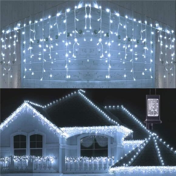 Christmas Icicle Lights Outdoor,360 LED 29.5ft 8Modes Fairy Icicle String Lights - Picture 8 of 14
